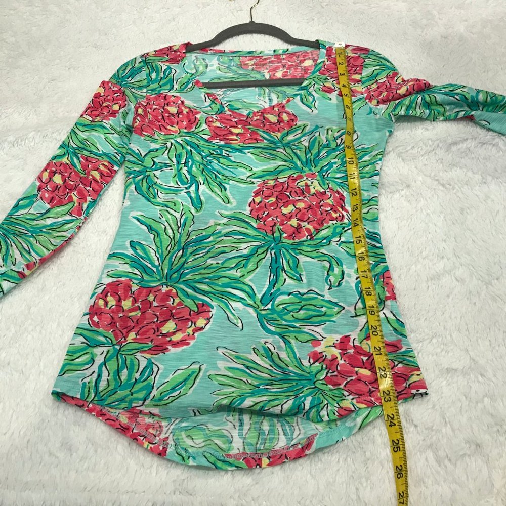 Lilly Pulitzer Womens V-Neck Long Sleeve Tee Xs Gr View 2